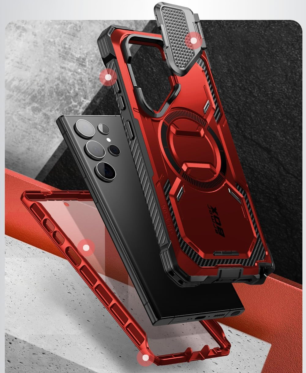 Etui pancerne Supcase i-Blason Armorbox Mag do Galaxy S24 Ultra, czerwone